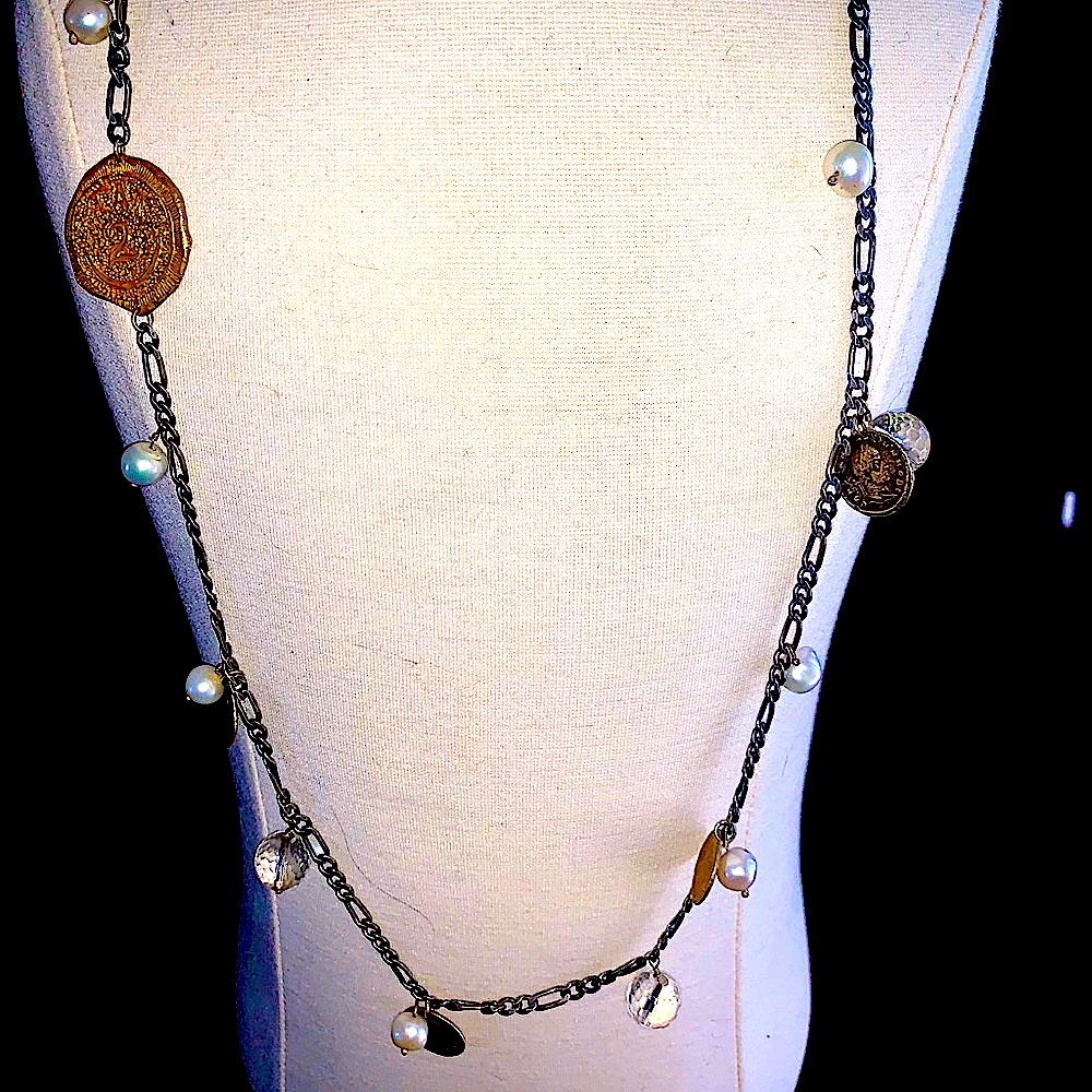 Vintage Roman Coin Costume Boho Necklace